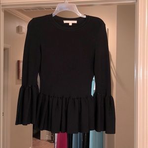 Long sleeve black peplum blouse
